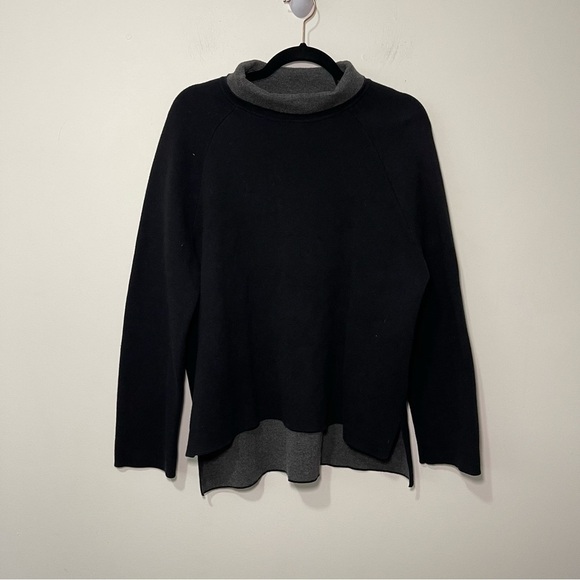 Reiss Women’s Black Chloe Turtleneck Sweater in Size S Contrast Grey Hem & Neck - Picture 2 of 11